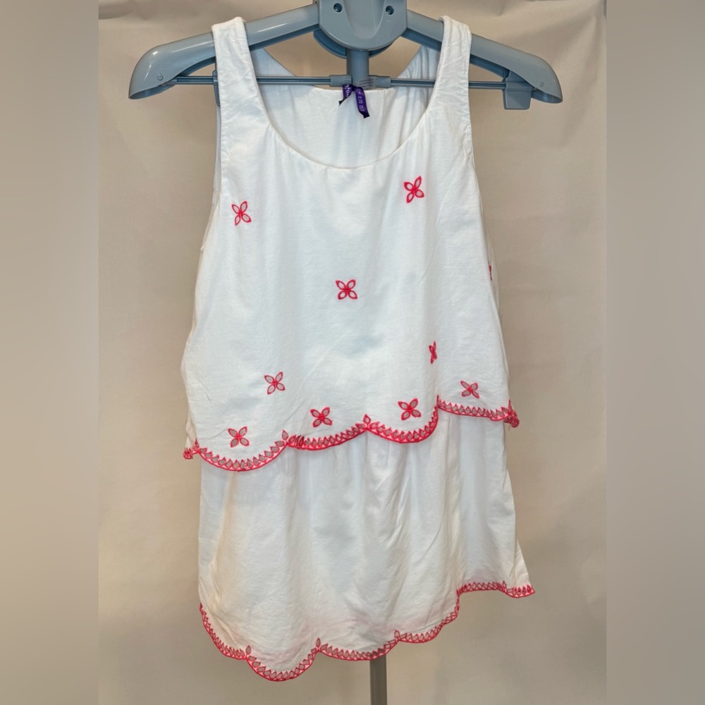 Seraphine nursing access White Sleeveless Top with dark Pink Embroidery